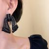 Crystal Bowknot Drop Earrings Tassel Exaggerated Earring Luxury Shining Rhinestone Earrings  Gift