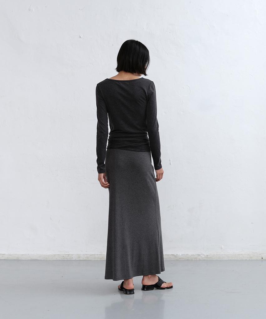 Loutaideu V-Neck Tie T-Shirt [Charcoal]