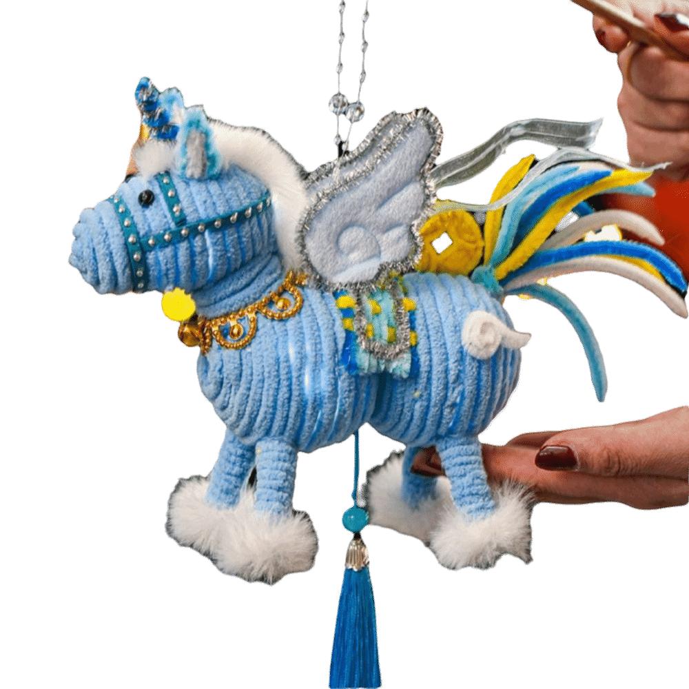 DIY Material Kit Luminous Horse Lantern Year of The Horse Handmade Spring Festival Lantern with Tassel Blessing Words