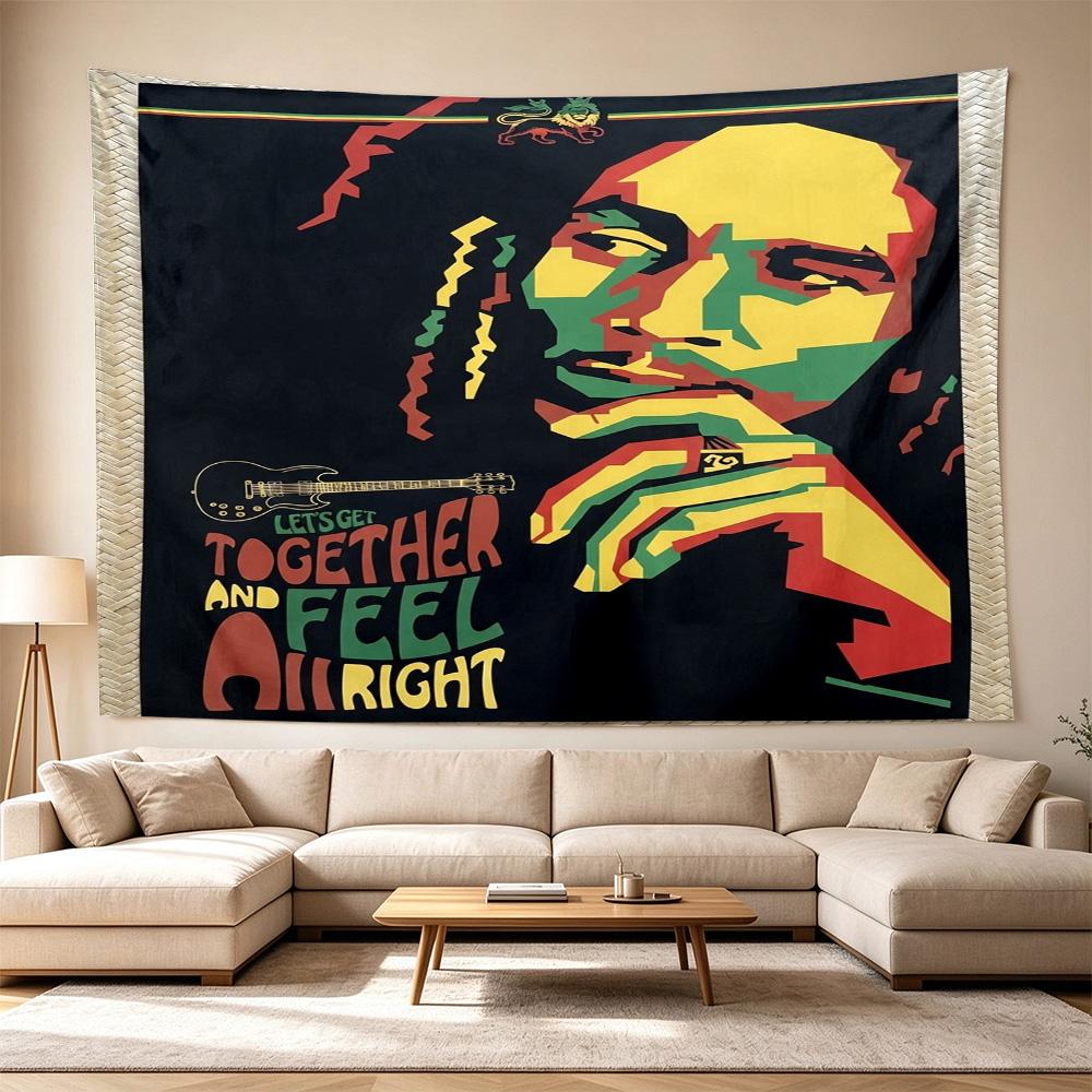 Bob Marley Reggae Tribute Freedom Polyester Wall Hanging Tapestry, Aesthetic Home Decor for Bedroom Dorm Photo Backdrop