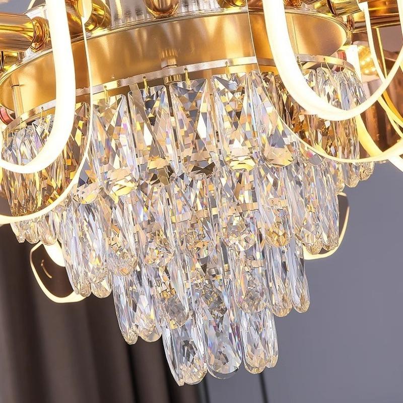 Crystal Pendant Light, High-end and Atmospheric Villa Living Room Dining Room Pendant Light Hall Main Light