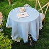 Waffle Texture Garden Table Cloth White Dinner Tea Table Covers Round Table Tablecloth  Dessert