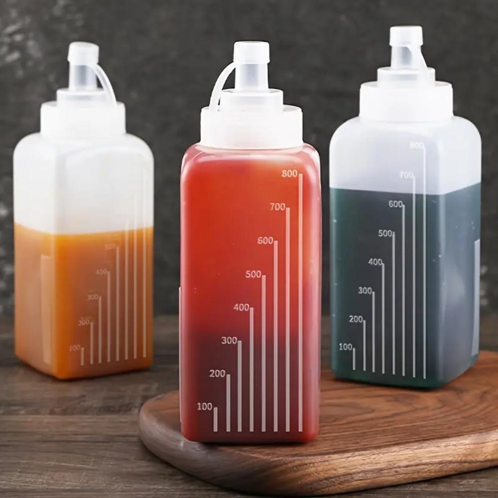 800ml Condiment Squeeze Bottles with Scale Condiment Dispenser Dressing Bottle Sauce Bottles Salad