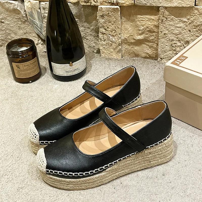

Fashion High Heels Women Marie Janes Shoes New Weave Wedges Platform Dress Party Shoes 2024 Spring Rome Sandals Pumps Female Zapatillas 35 чёрный