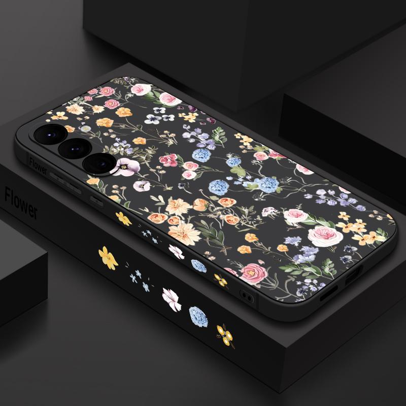 Vintage Floral Pattern Case For Samsung Galaxy S25 Ultra S24 Plus S22 S23 S21 FE A15 A16 A17 A35 A36 A54 A55 A56 5G Funda Capa