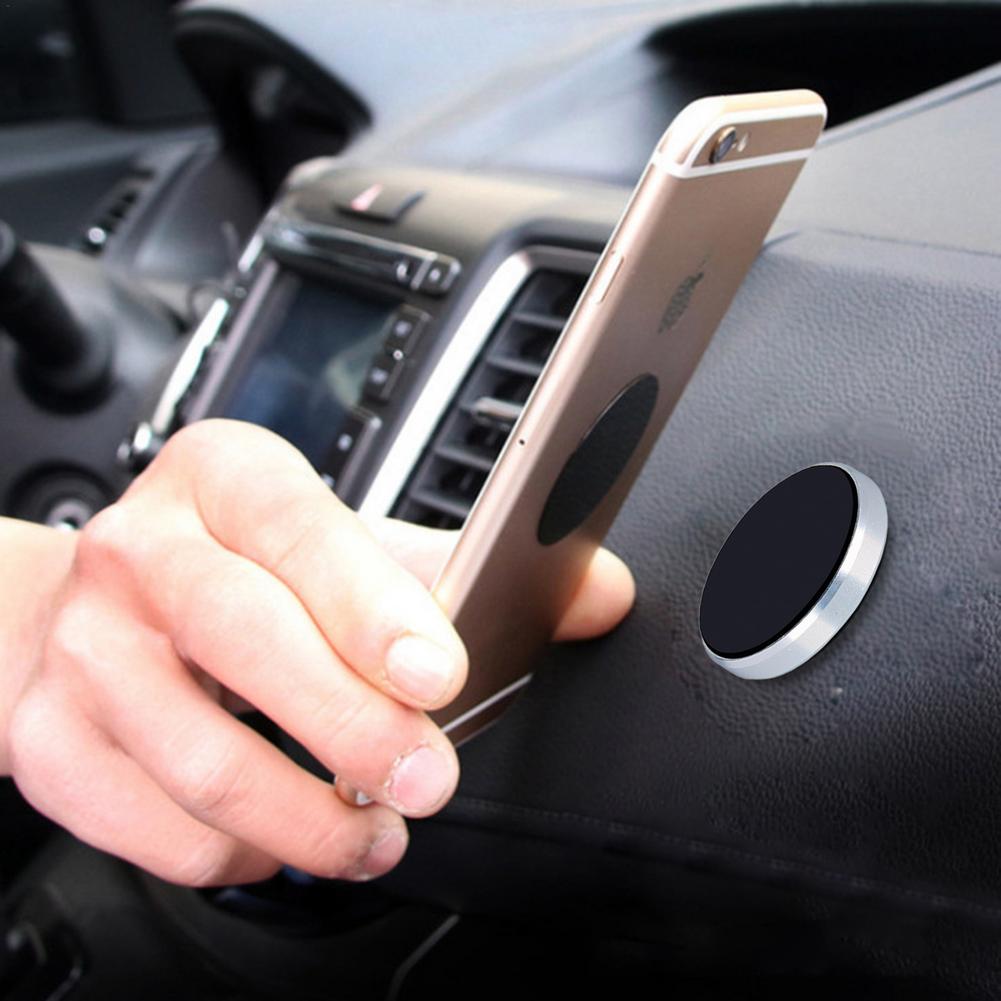 Support magnétique de téléphone de voiture, mini support rond pour tableau de bord, pour iPhone, Redmi, Xiaomi, support GPS magnétique en métal