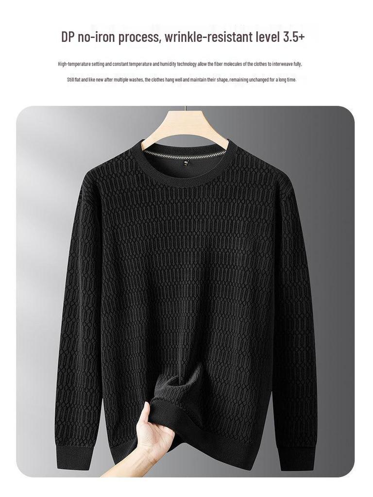 2025 Men's Round Neck Fleece-Knit Loose Fit Long Sleeve Winter Base Layer