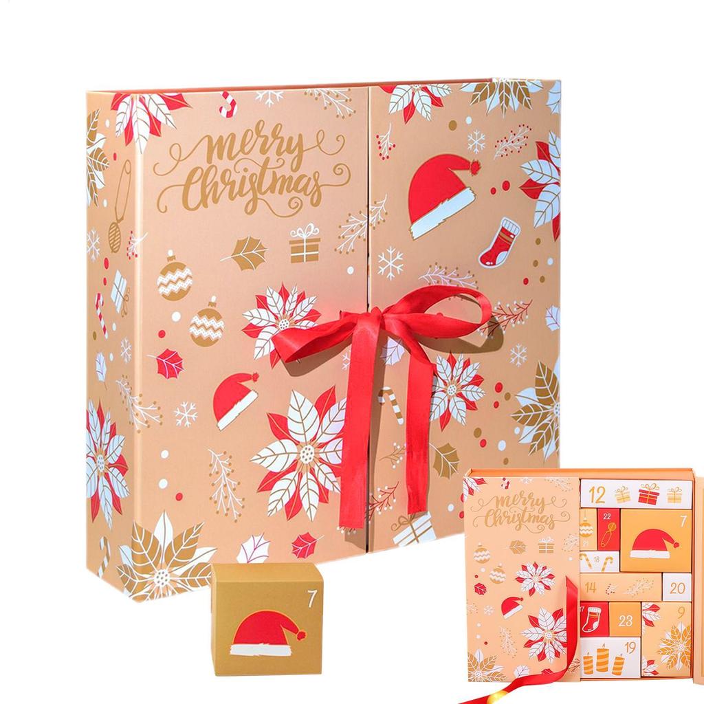 Christmas Calendar Advent Boxes 2025 Empty Calendar Advent Box Foldable Christmas 24 Days Calendar Gift Filling Box for Festival