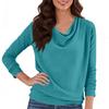 Womens Draped Cowl Neck Shirts Casual Long Sleeve Loose  Pullover Tops