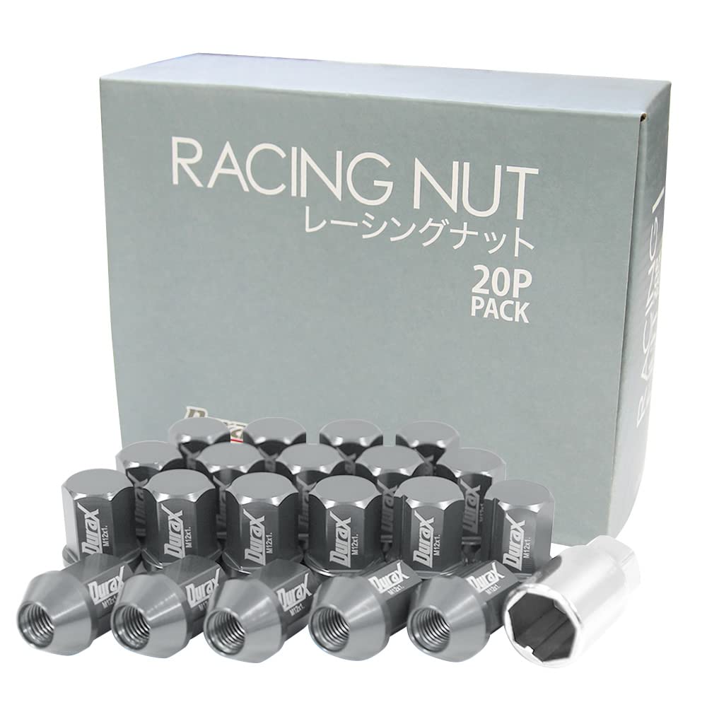 Durax Lightweight Aluminum Wheel Racing M12 Short Type with Lock Set of 20 Nuts, Nuts, P1.25, Nut, [Titanium] [BBP125CS].