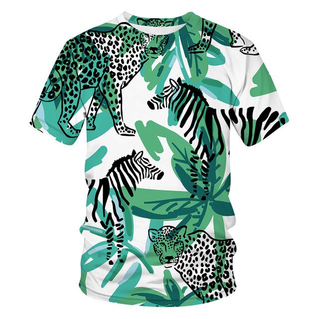 

Мужская футболка с коротким рукавом и круглым вырезом с принтом животных, повседневная, стильная и модная летняя одежда 6XL