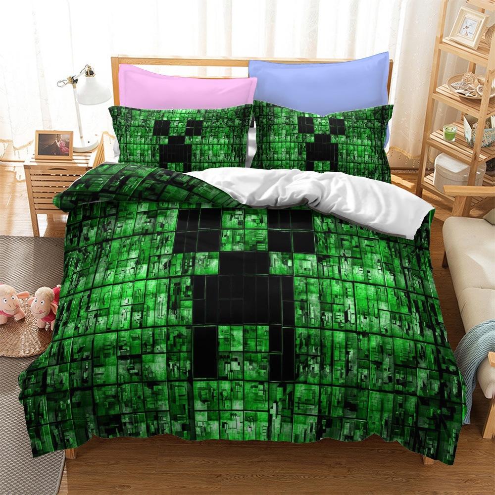 Roupa de Cama Minecraft Série Kit Três Peças Têxtil Lar Tecido Abrasivo Impressão Digital