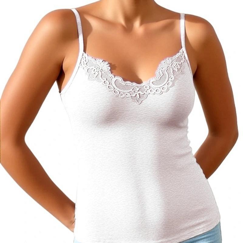 Женская кружевная майка на тонких бретелях S