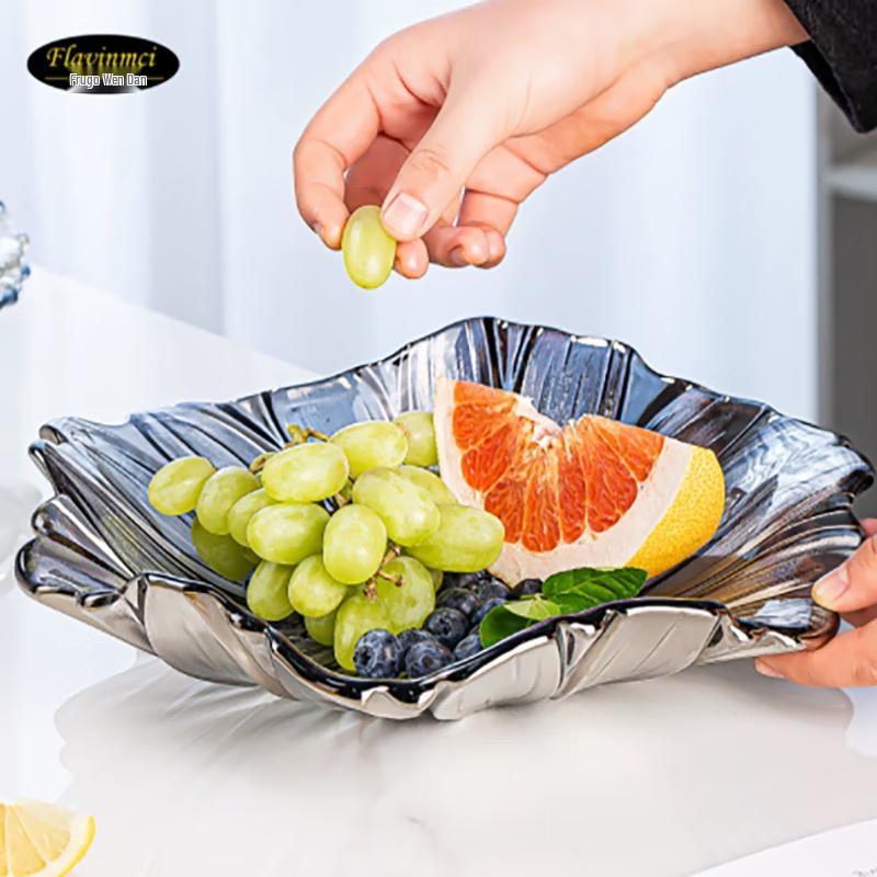 Flavinmci Nordic Sapphire Blue Crystal Glass Fruit Bowl