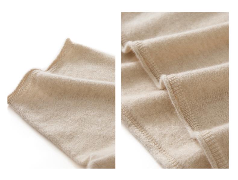 Roll-Edge Round Neck 100% Cashmere Women's Loose Knit Five-Sleeve Top - Autumn/Winter Collection