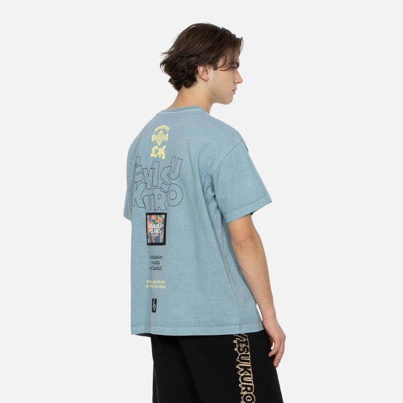 Evisu Seagull Print And Rainbow Gradient Pattern Casual Short Sleeve T-Shirt Men Tops 2ESGNM4TS5229RXCT