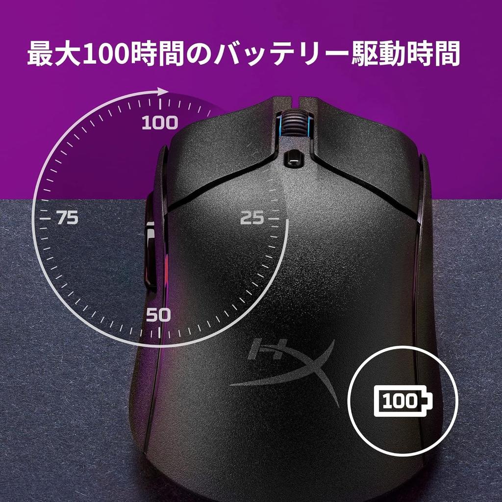 HyperX Pulsefire Haste 2 Wireless Gaming Mouse For Gamers Ultra-Lightweight 61g High Precision Black 6N0B0AA