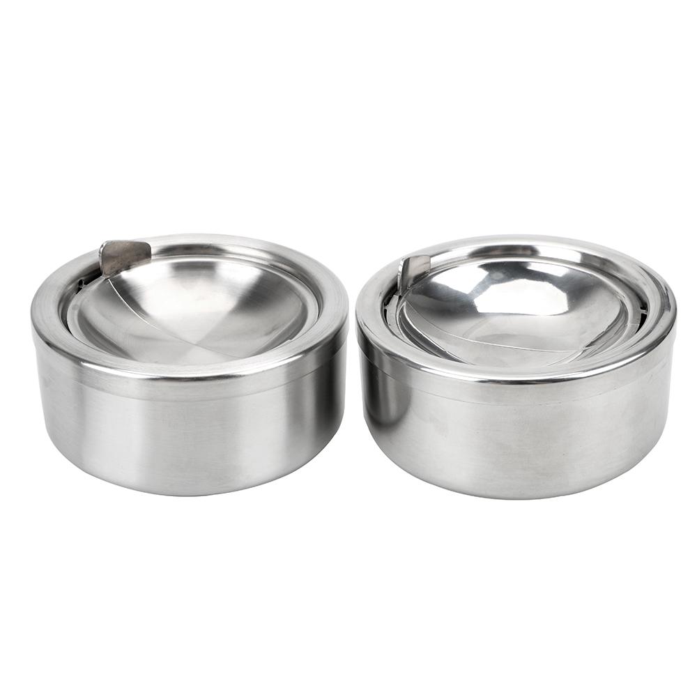 Stainless Steel Lidded Ashtray Smoking Accessories Round Stainless Steel Cigarette Ash Storage Case
