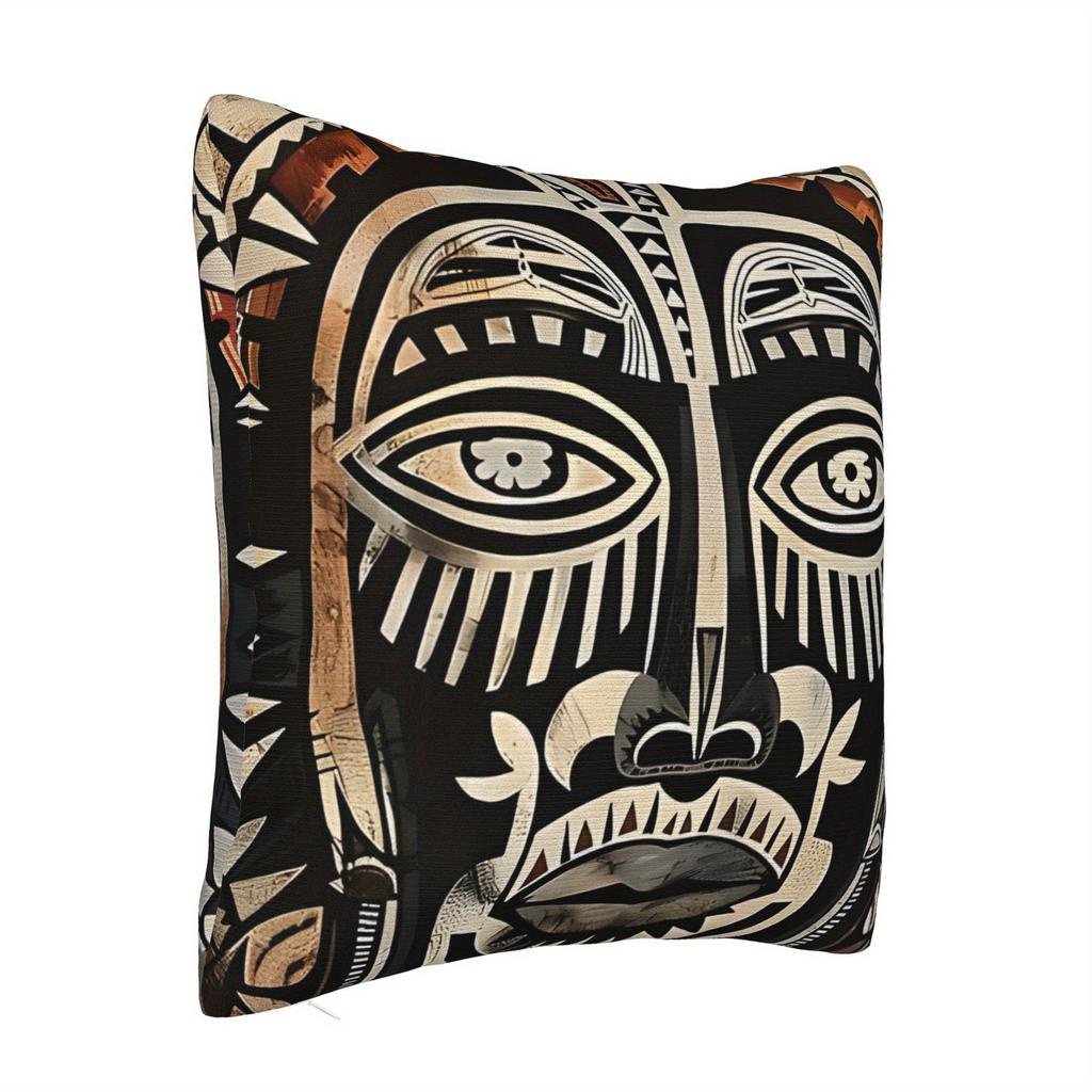 1Pc Tribes From Africa Decorative Pillowcases - Soft, Durable, Machine Washable Polyester Cover With Zipper Closure, Mixed Color