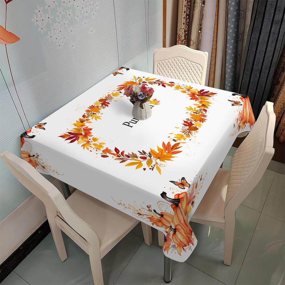 Autumn Pumpkin Maple Leaf Tablecloths for Table Decor Washable Fall Thanksgiving Theme Rectangle Table Cloth Wedding Party Decor