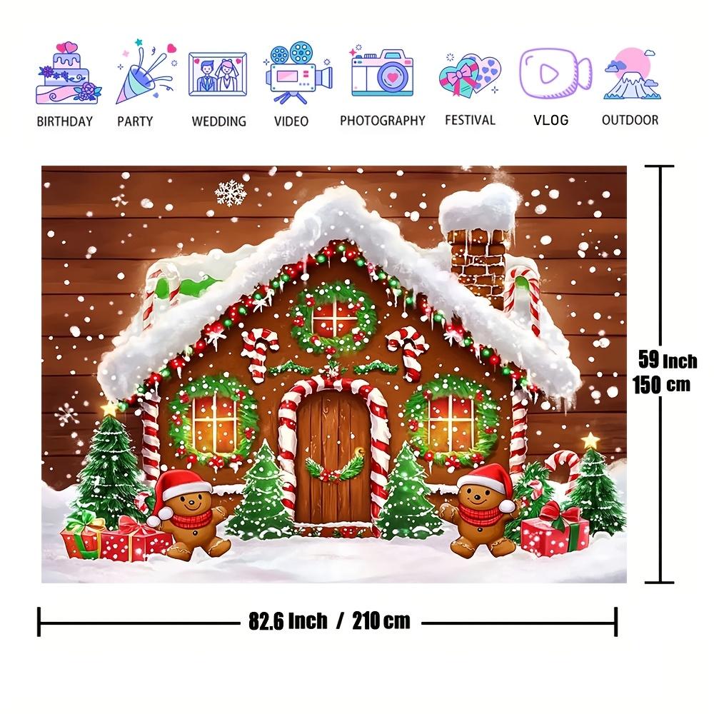 1Pcs Sparkling Gingerbread House Tree Decoration Background Winter Backdrop For Photo Studio Photo Booth Party