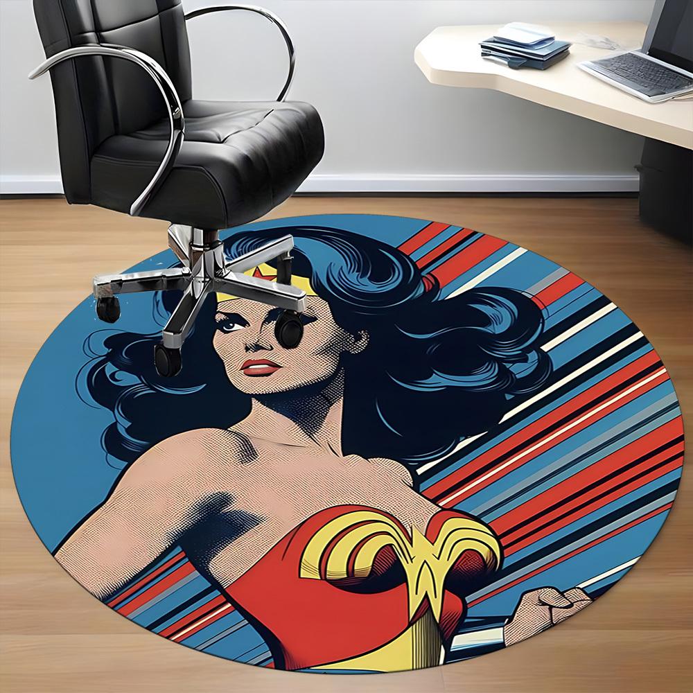 1pc Wonder Woman, Superhero Office Round Area Rug, Under Office Chairs Bedroom Living Room Home Decor, Room Deco, Available In Various Sizes