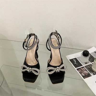 Mode Hlieny 2024 Neue Sexy PVC Transparenz Sandalen Hohe Absätze Damen Pumps Mode Schleife Kristall Eckige Zehenpartie Plateau Abschlussballschuhe