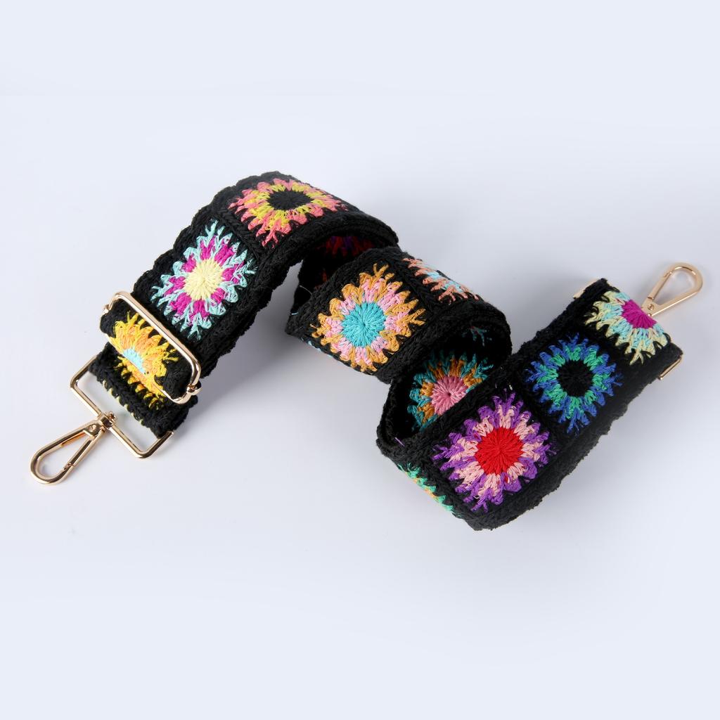 New Versatile Women's Bag Strap Bohemian Embroidered Webbing Crossbody Strap Adjustable Length Single Shoulder Strap Accessories