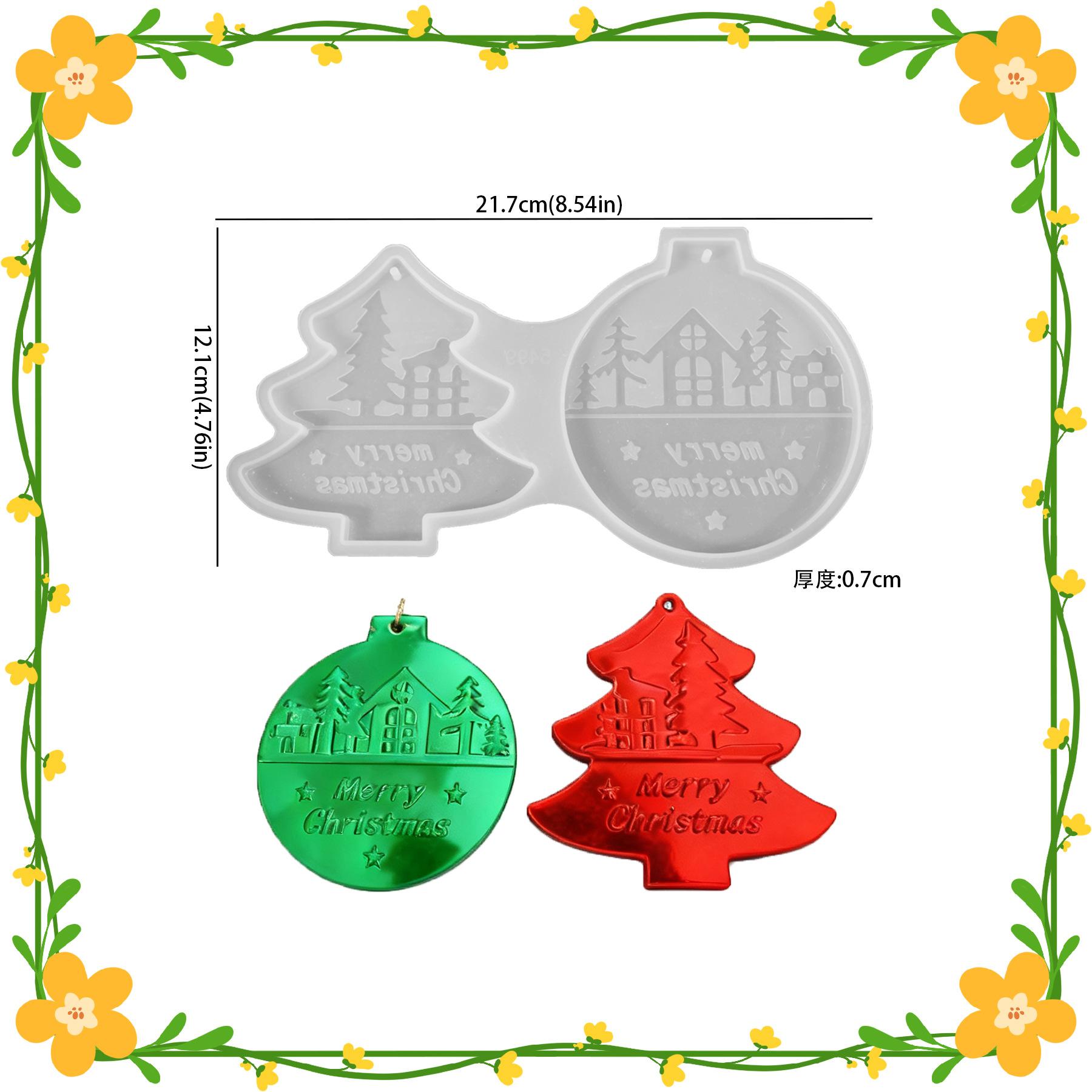 

Christmas Heart Round Tree Star-Shaped Hanging Ornament Silicone Mold DIY Cement Plaster Clay Craft for Home Decor Gift,