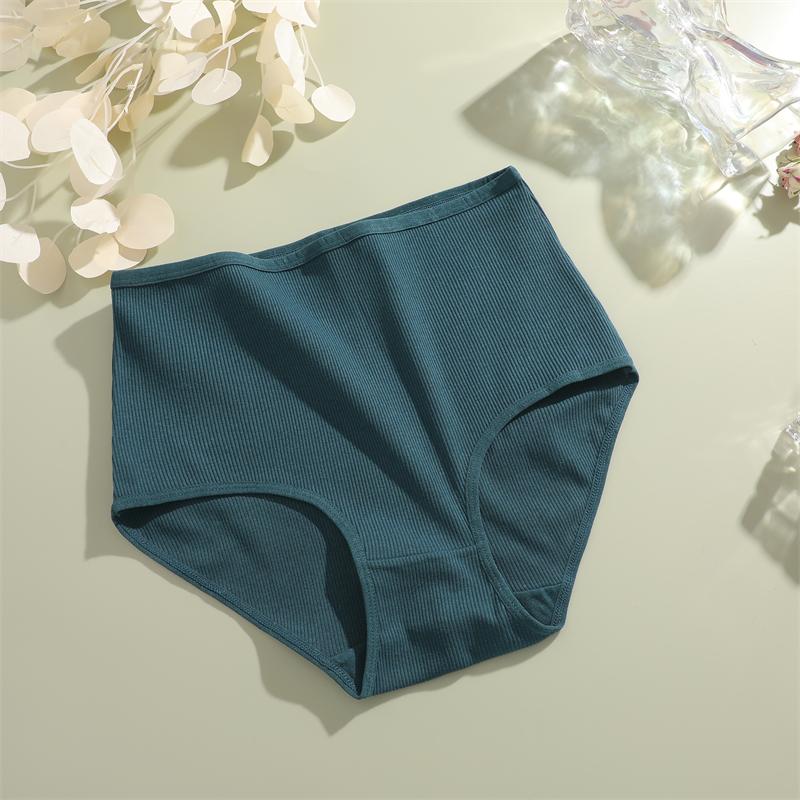 FINETOO Cotton Plus size Underwear Women's Striped High Waist Panties Sexy Elastic belt Breathable Brief 14 Colors Soft Lingerie