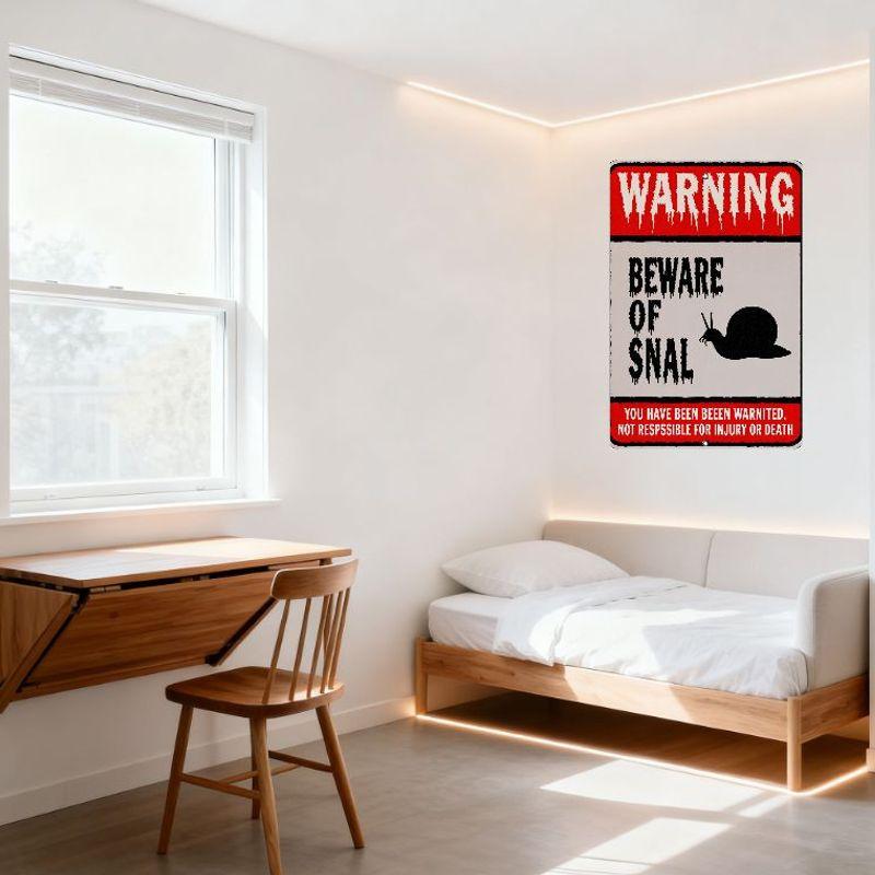 WARNING BEWARE OF SNAIL Metal Tin Sign - You Have Been Warned Rustic Wall Decor for Home Bar Club with Hanging Holes