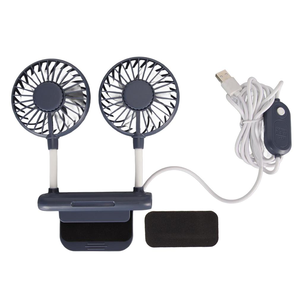 Monitor Fan 2 Heads 3 Speed Modes 6.6ft USB Cable Noiseless Space Saving Clip On Computer Fan for