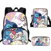 Stitch Kids School Backpack Set Elementary Students Oxford Fabric Ergonomic Design Printed Cartoon 3-Piece Bundle