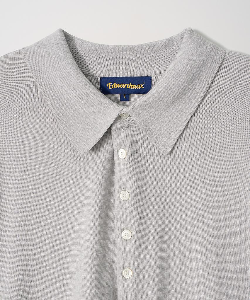 EDWARDMAX 5-Button Cotton Collar Summer Long Sleeve Knit (Gray)
