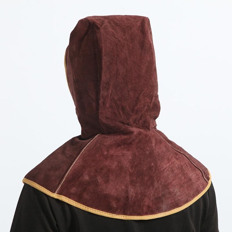 Cowhide Welding Cap Head Wearing Shawl Welding Cap Protective Mask Leather Welding Hood Helmet Mask For Welder Electric Welding шоколадный