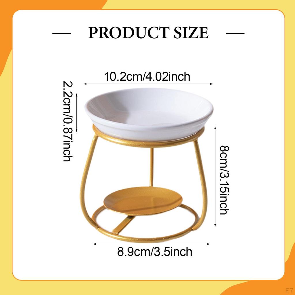 Ceramic Oil Melt Burner Censer Modern Portable Decorative Iron Frame for Living Room Bedroom
