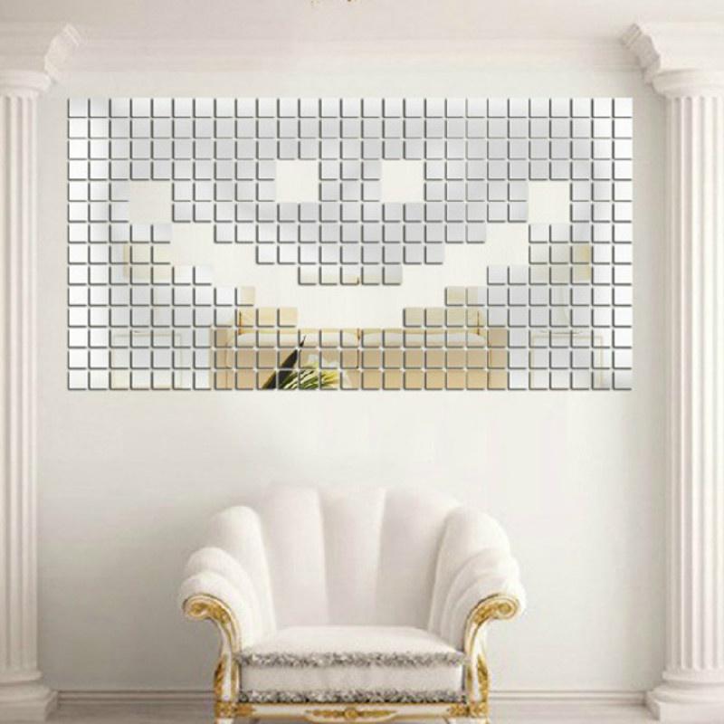 Adesivo de parede acrílico incrível 100pcs acrílico 3D mural adesivo de parede efeito espelho decoração de casa DIY