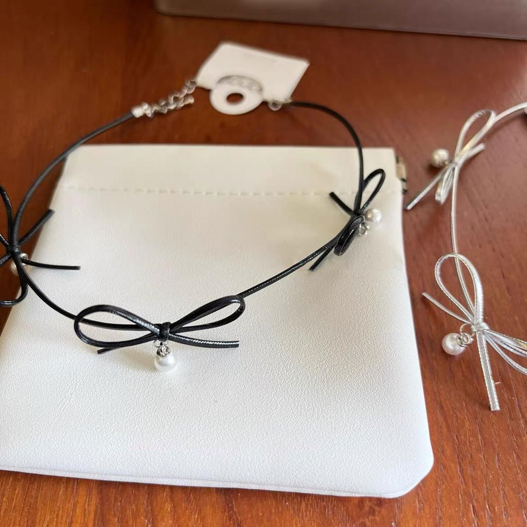 Butterfly Pearl Pendant Necklace Minimalists Bow Neckchain for Women Girls Metal Collarbone Chain Stylish Accessory