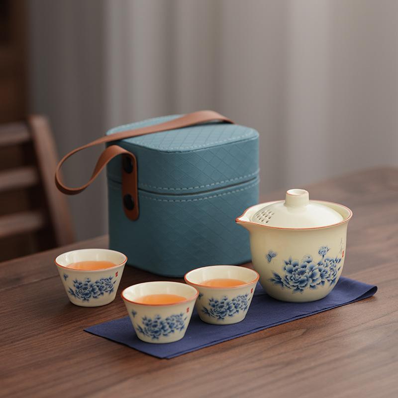 Travel Tea Set Kuaike Cup One Pot Three Cups Portable Small Set