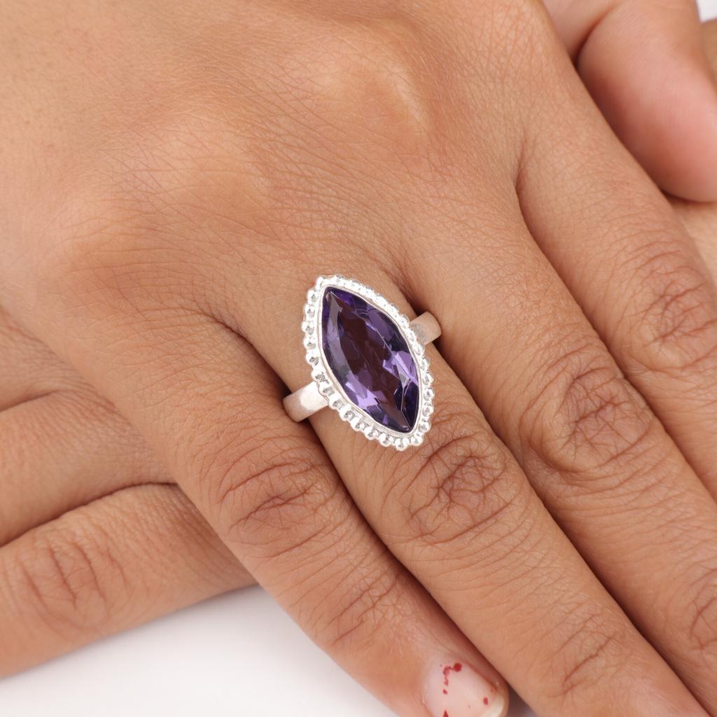Natural Iolite Gemstone 925 Sterling Silver Jewelry Handmade Fashionable Ring RR-25-11