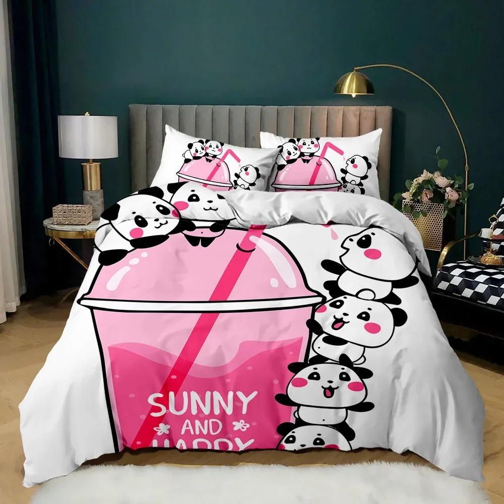 Panda Duvet Cover Cute Animal Bedding Collection For Kids Boys Girl Cartoon Giant Panda Polyester Comforter Cover Bear Printed Wildlife
