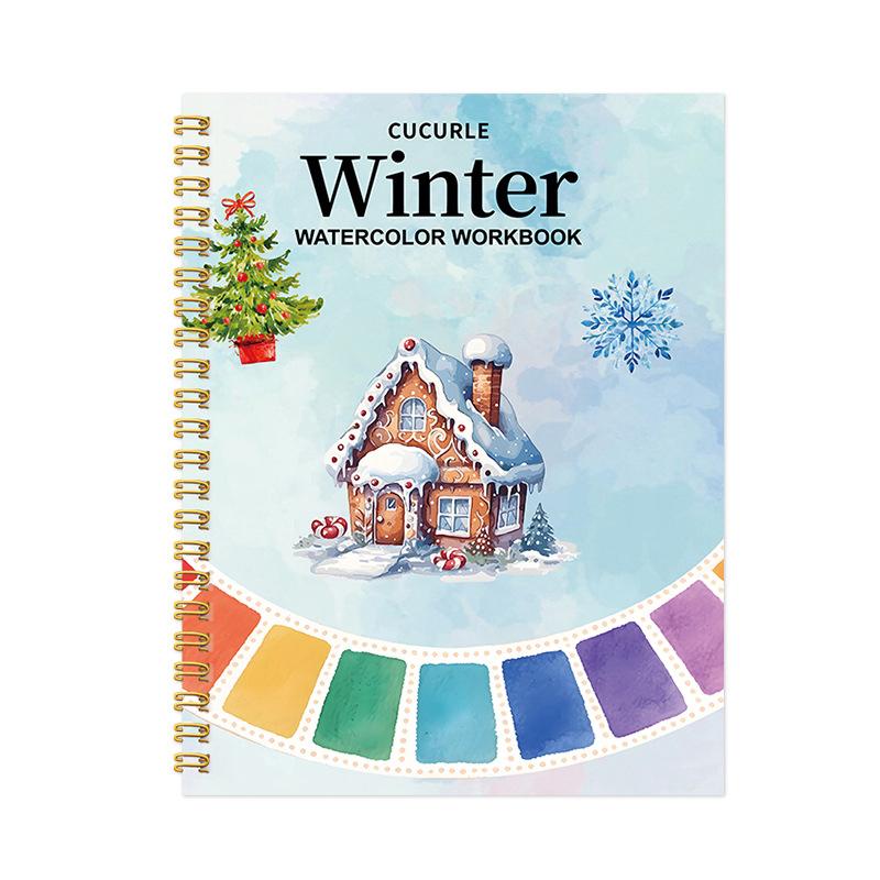 Caiete de lucru acuarelă Carte de colorat Prietenos pentru începători Kit de pictură Scene ușoare din natură Set de vopsele Artă Meșteșuguri