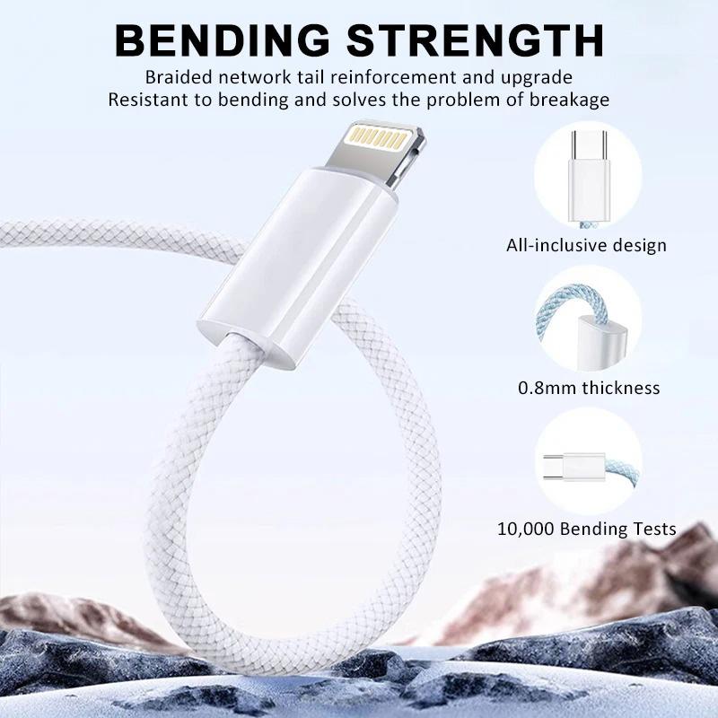 60W Fast Charging Nylon Braided USB-C to Type C Color Cable PD For 13 14 Pro Max 11 12 XR XS Max Plus Samsung Data Sync