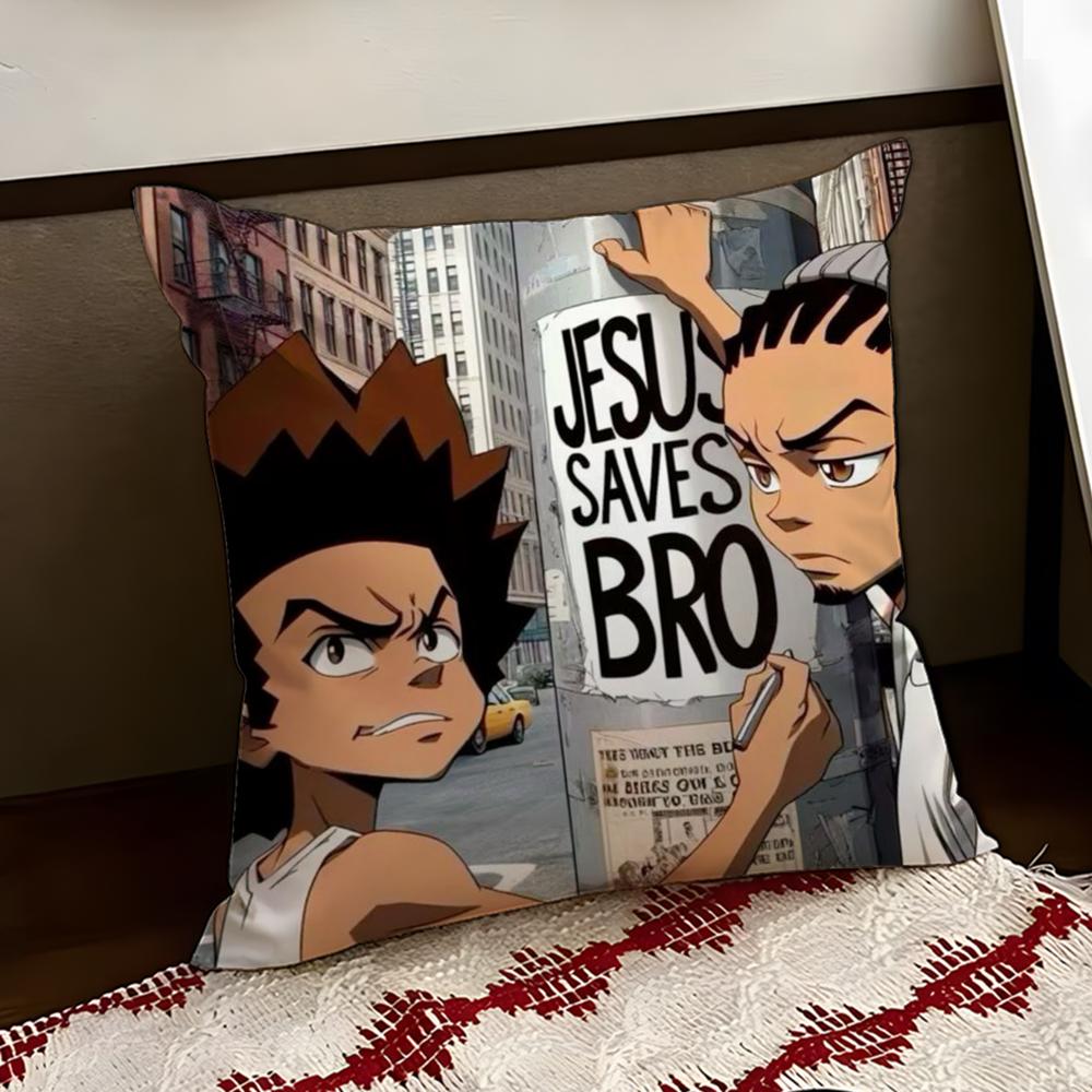 Cartoon ABoondocks Retro Cushion Cover Reversible Soft Durable Pillow Cover Home  Car MultiScene Use for Daily Comfort
