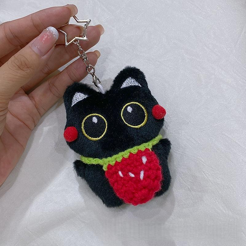 1Pc New Cute Big Eyes Black Cat Squeezing Plush Toy Doll Small Pendant Ins Black Cat Doll Keychain For Boy Girl Birthday Gifts