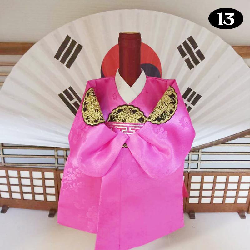 Korean Folk Traditional Style Wine Bottle Cover Hanbok Design Fabric Champagne Packaging Bag Wine Cabinet Wedding Decor Crafts
