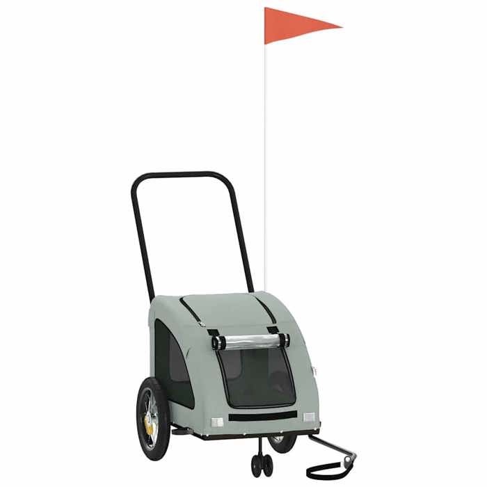 VidaXL Remorque de vélo pour animaux de compagnie gris, remorque de vélo,,, chariot à vélo pour chien 93972