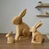 DIY Drawing Wooden Bunny Statue Rooster Blank Animal Sculpture  Home Decoration