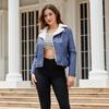 Women Fashion Slim Fit Pu Leather Jacket Long Sleeve Lapel Collar Zipper Fall Winter Coat