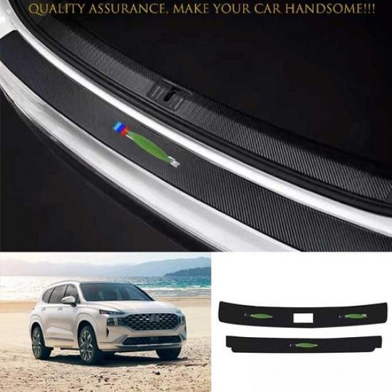 For Hyundai Santa Fe 2019-2023 Carbon Fiber Rear Bumper Protector Guard Plate 2x